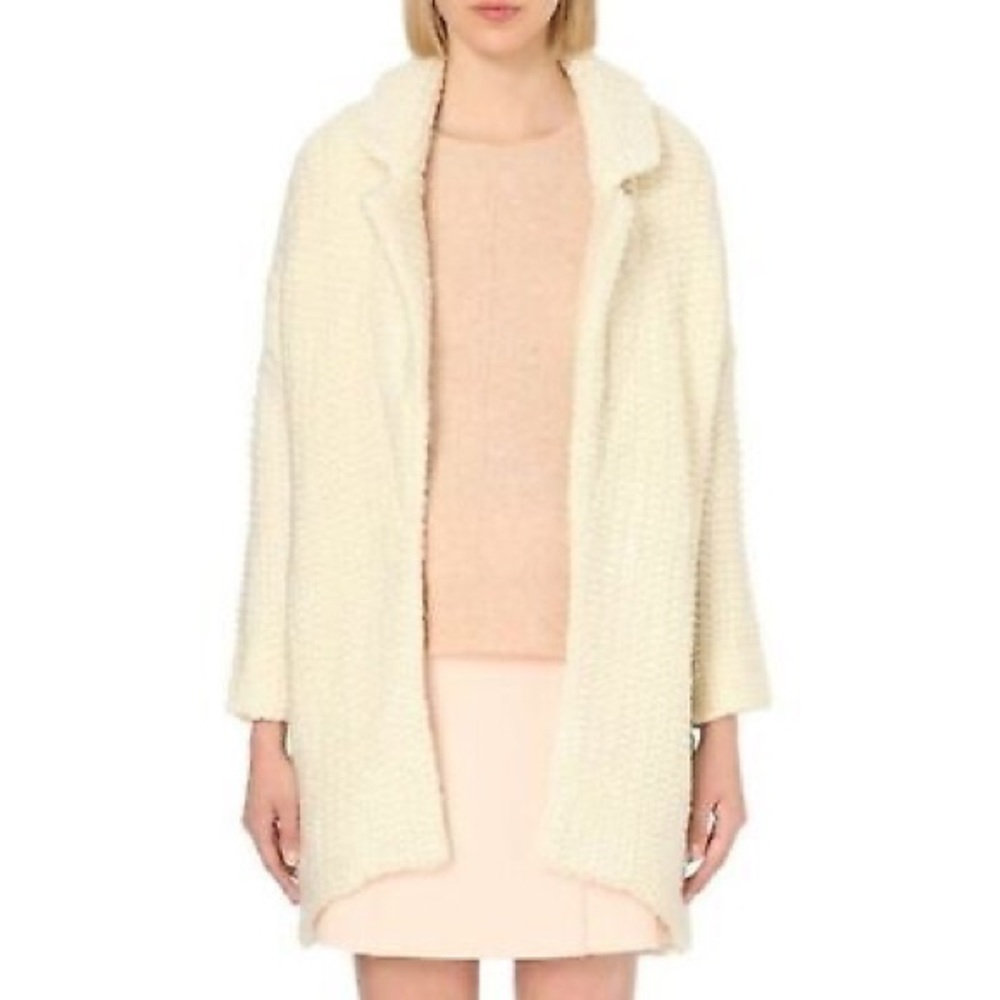 ❌SOLD❌Maje Magnum Ecru Knit Wool Cardigan Coat Cream Knitted Cozy Casual - Picture 8 of 9